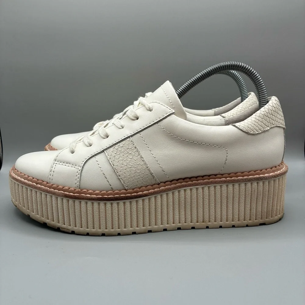 Dolce Vita Tiger Platform Sneakers Women’s 8.5 White Leather Lace Up